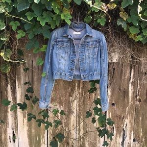 Cropped blue jean/denim  jacket